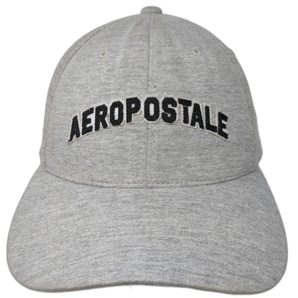 Aeropostale Baseball Cap Gray M Arched Logo Jersey Stretch Fit Embroidery hat